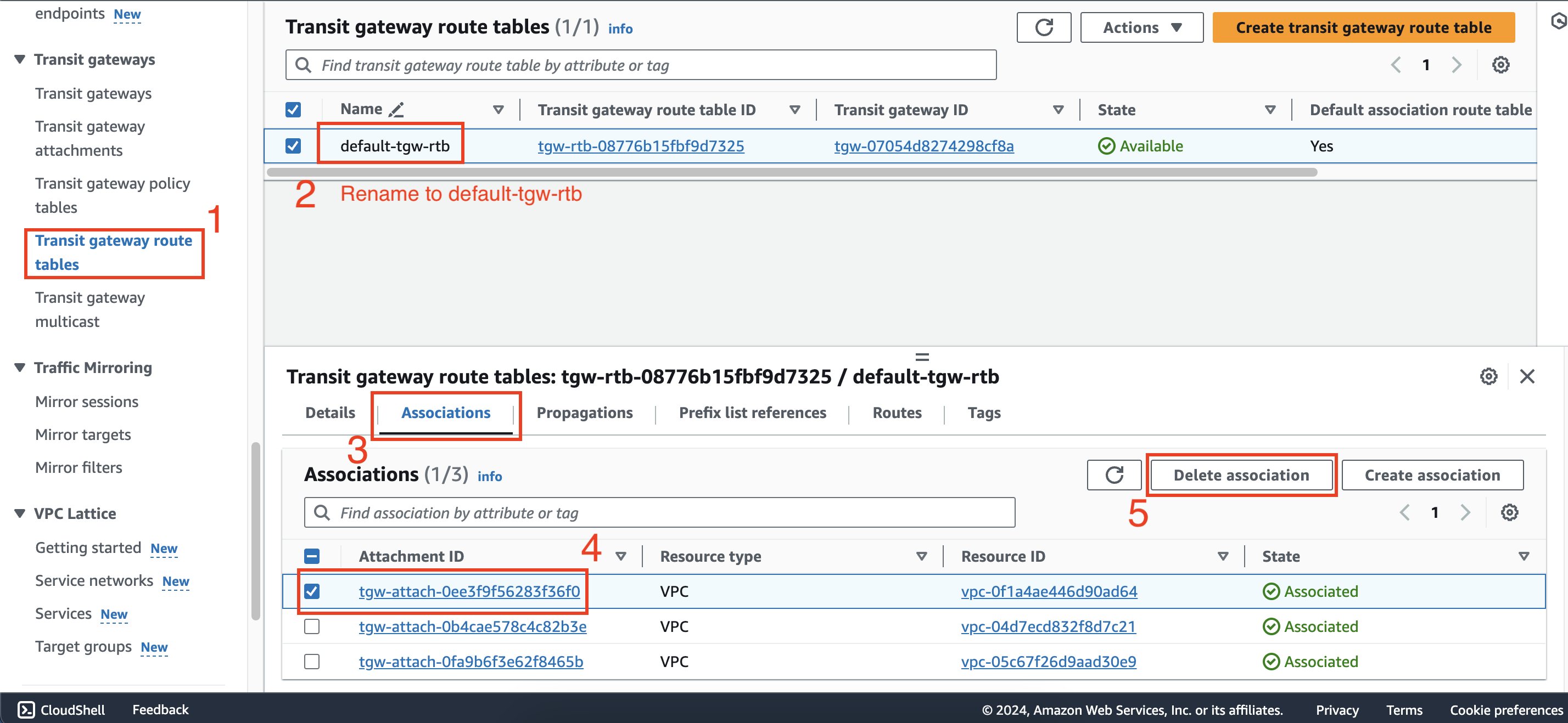 Multiple route tables