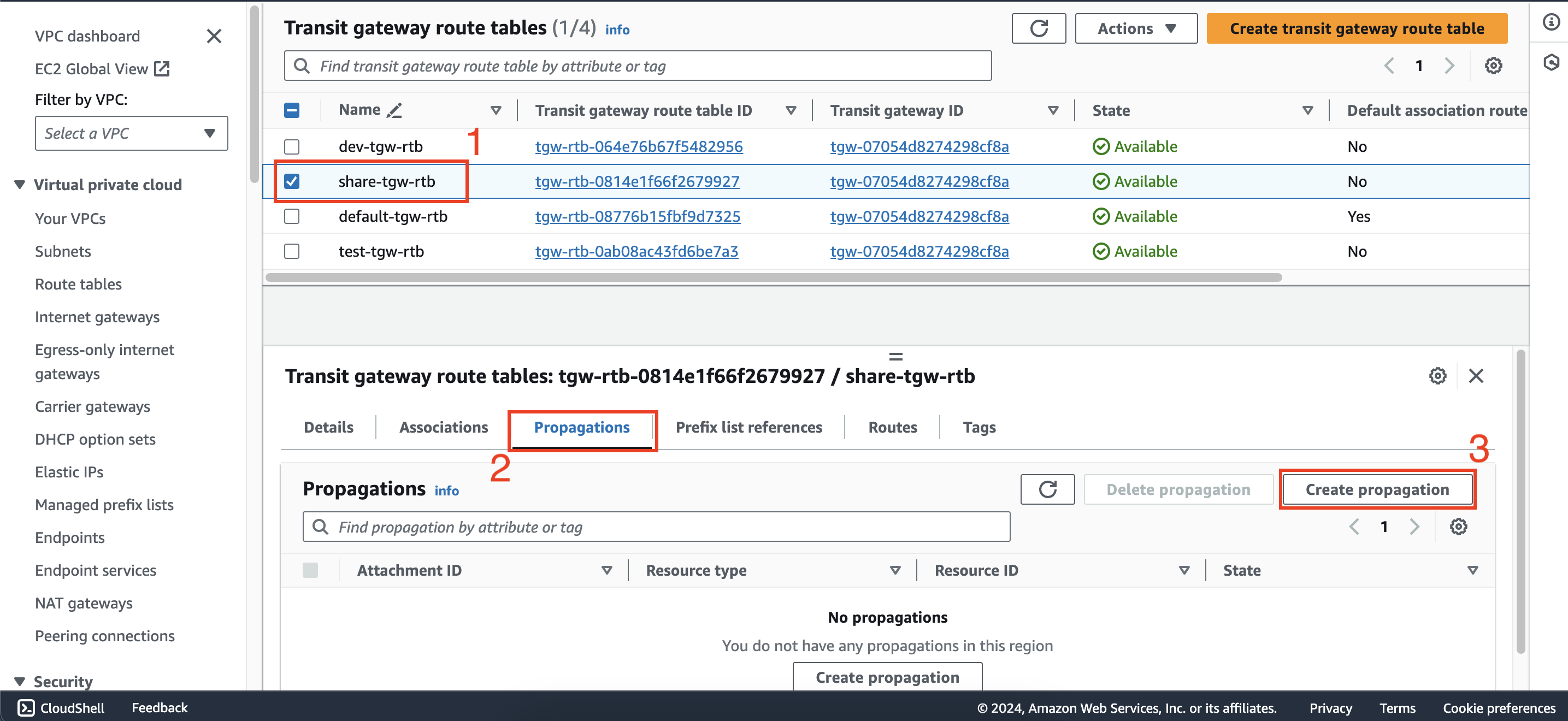 Multiple route tables