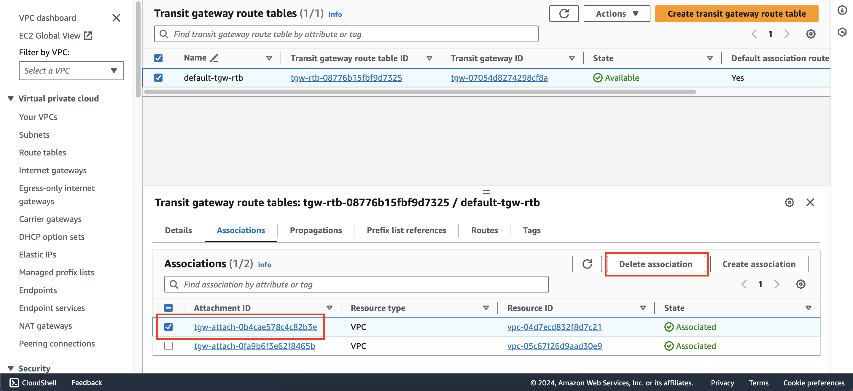 Multiple route tables