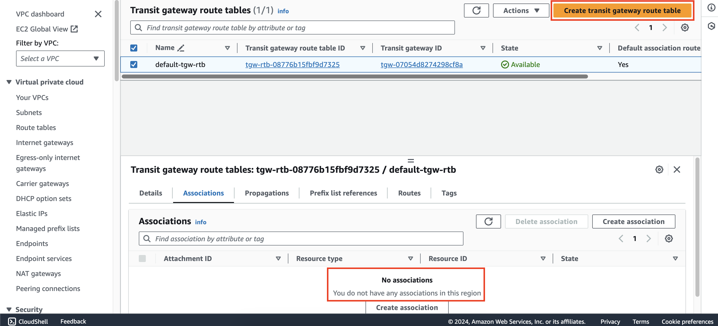 Multiple route tables