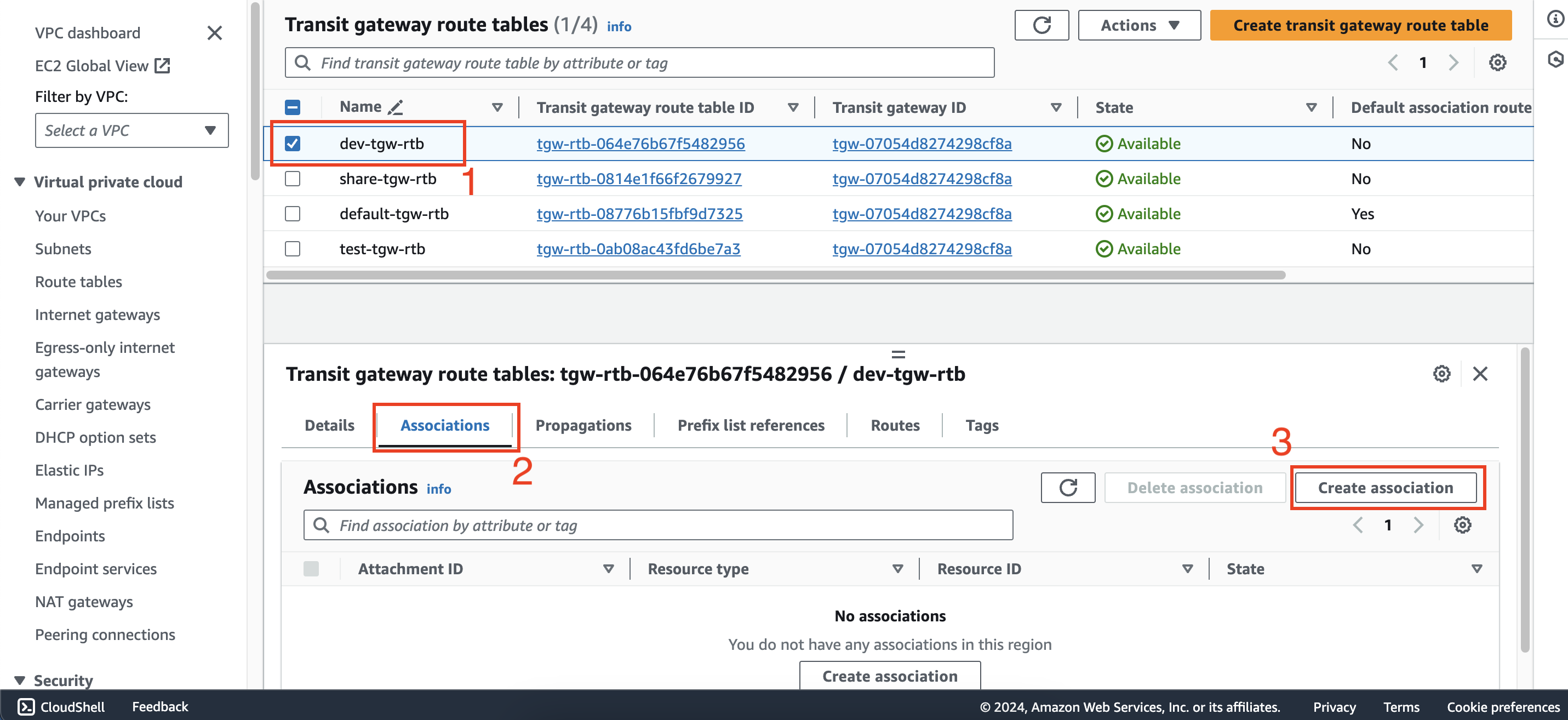 Multiple route tables