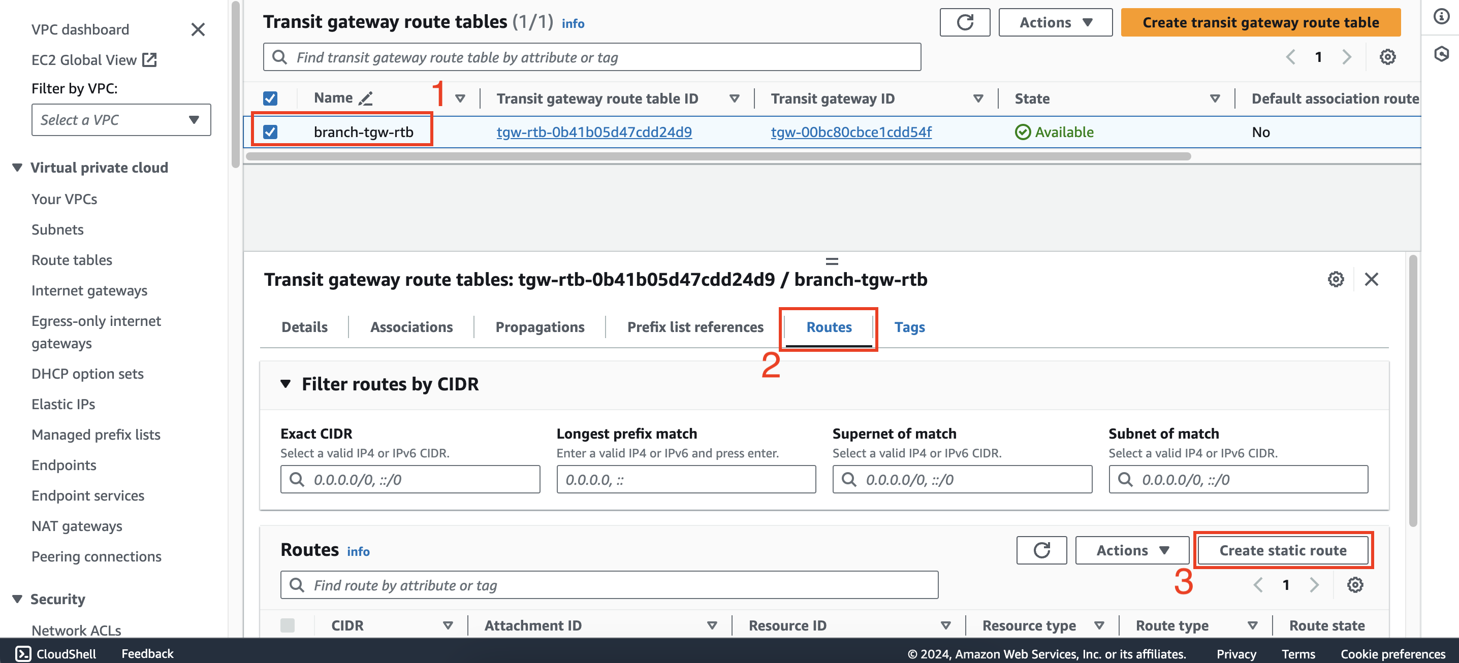 Configure route tables