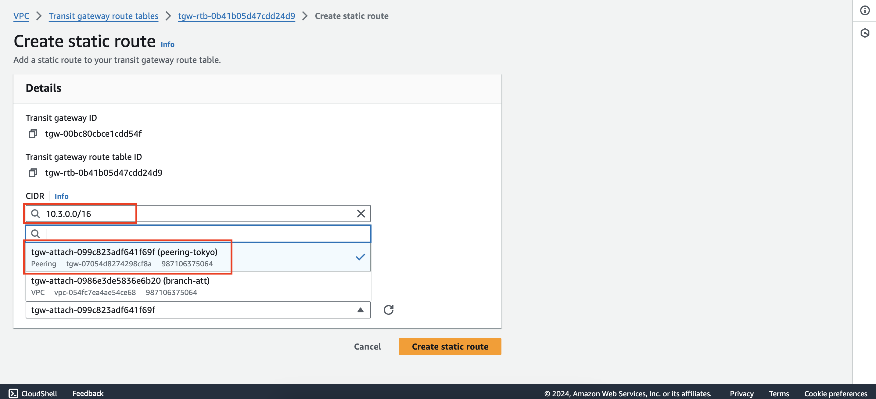 Configure route tables