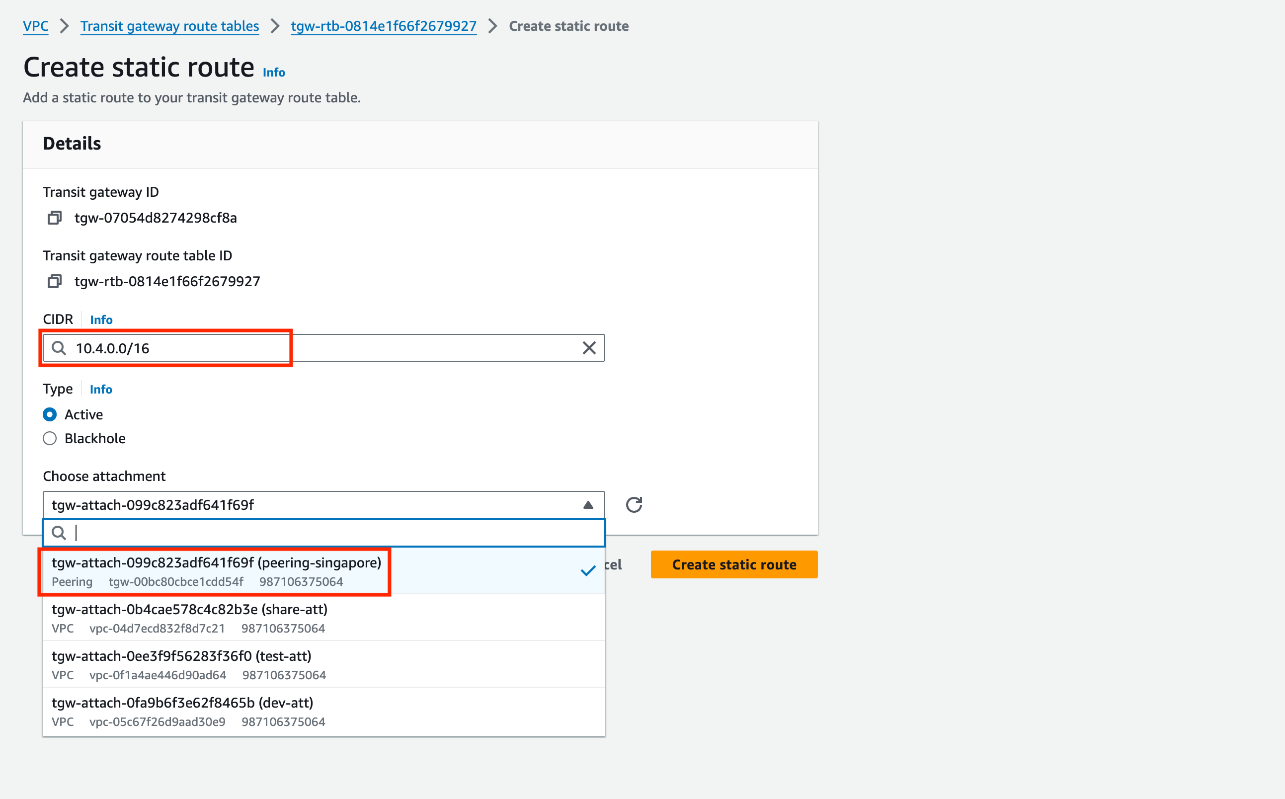 Configure route tables