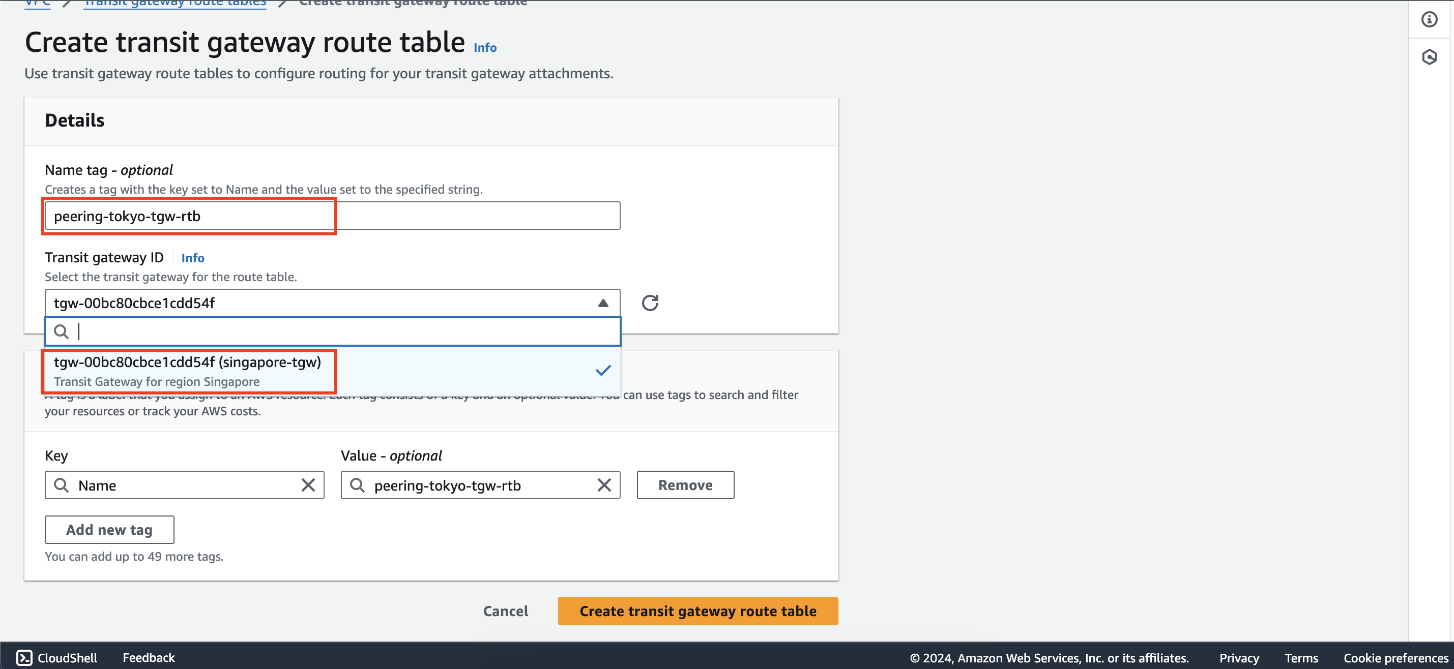 Configure route tables