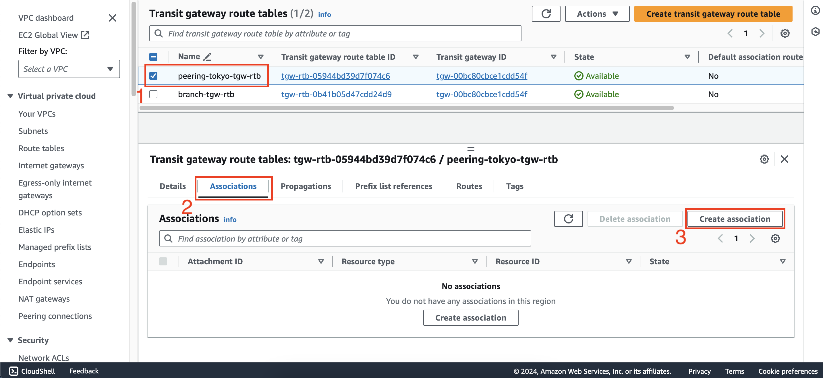 Configure route tables