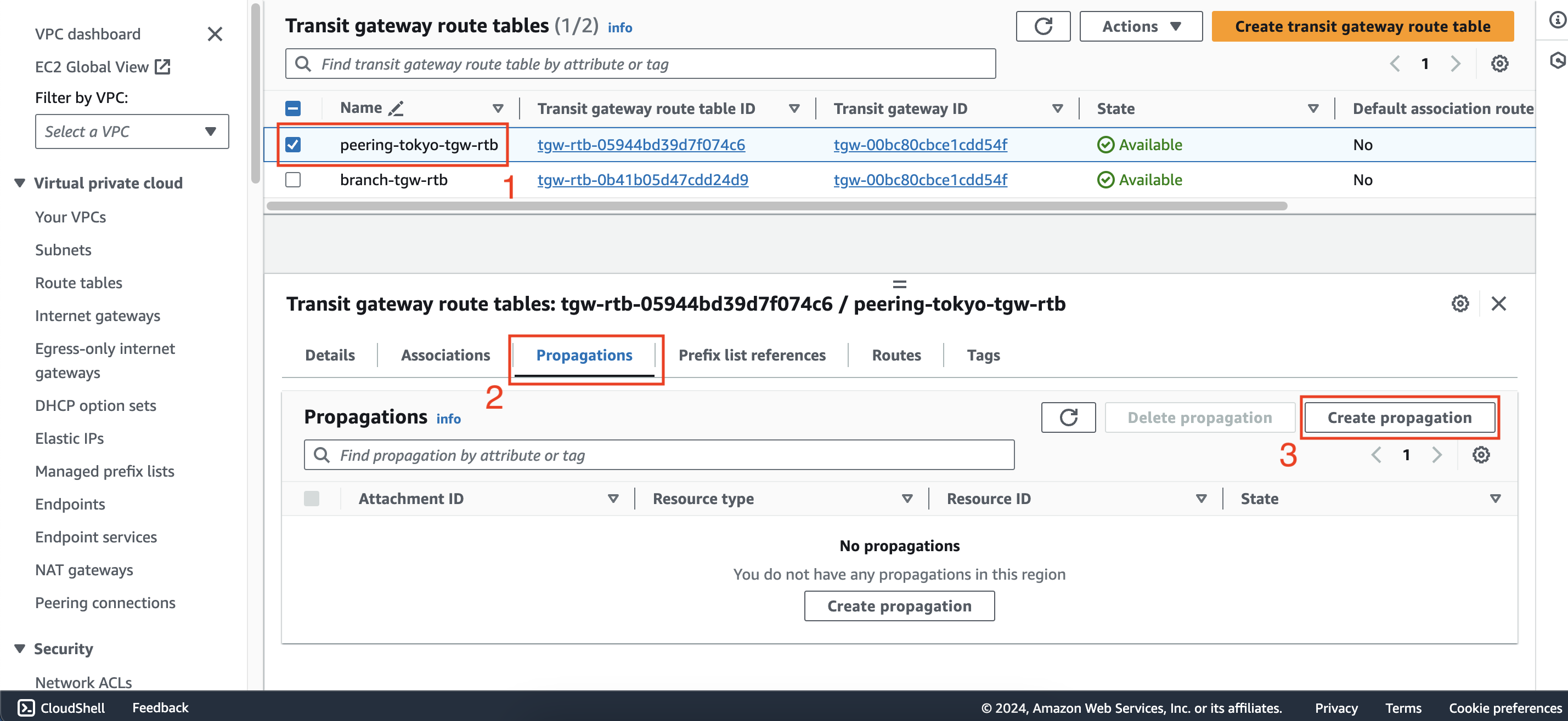 Configure route tables