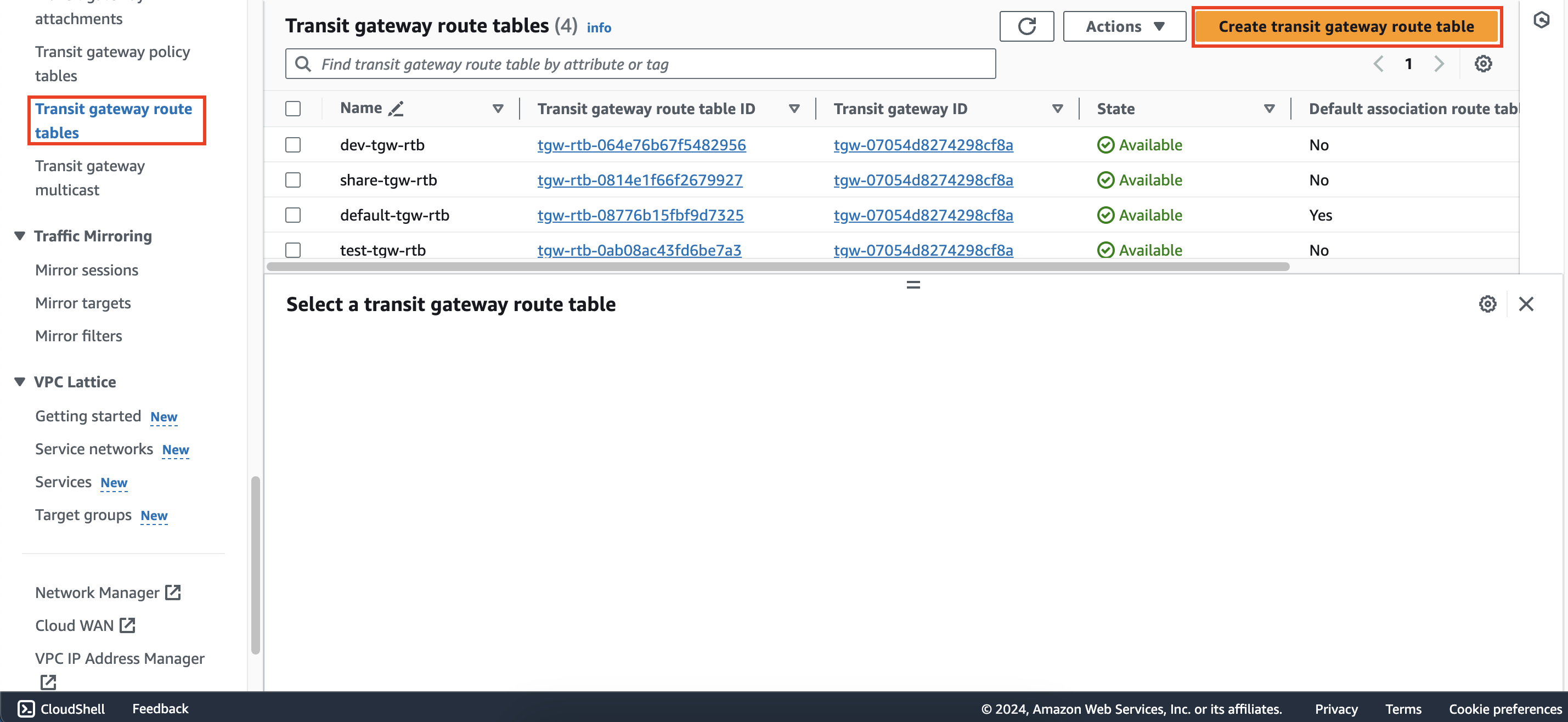 Configure route tables