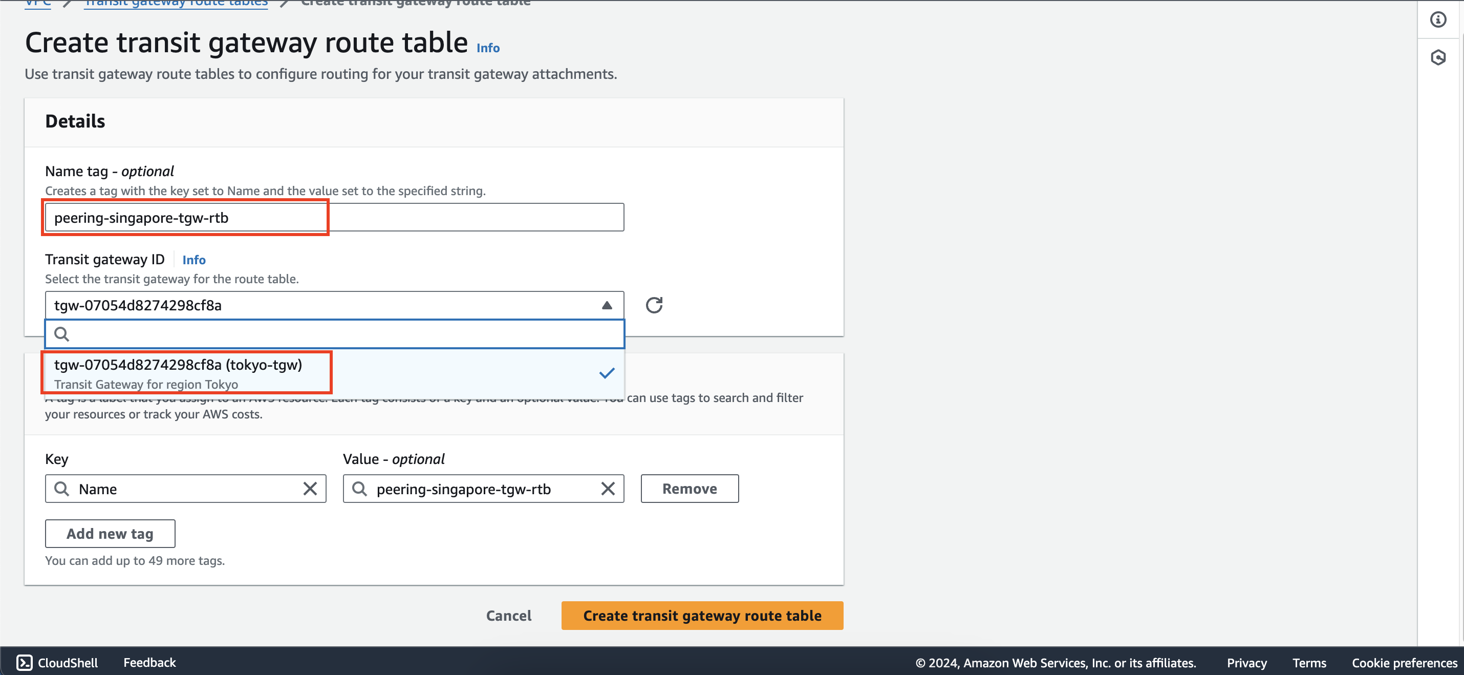 Configure route tables