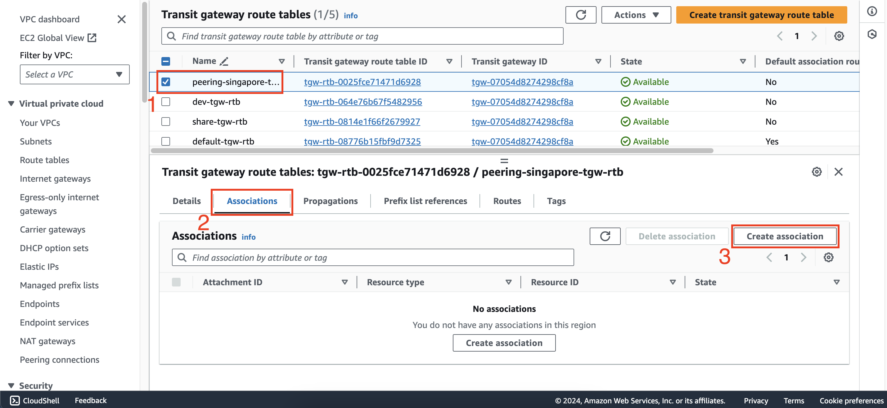 Configure route tables