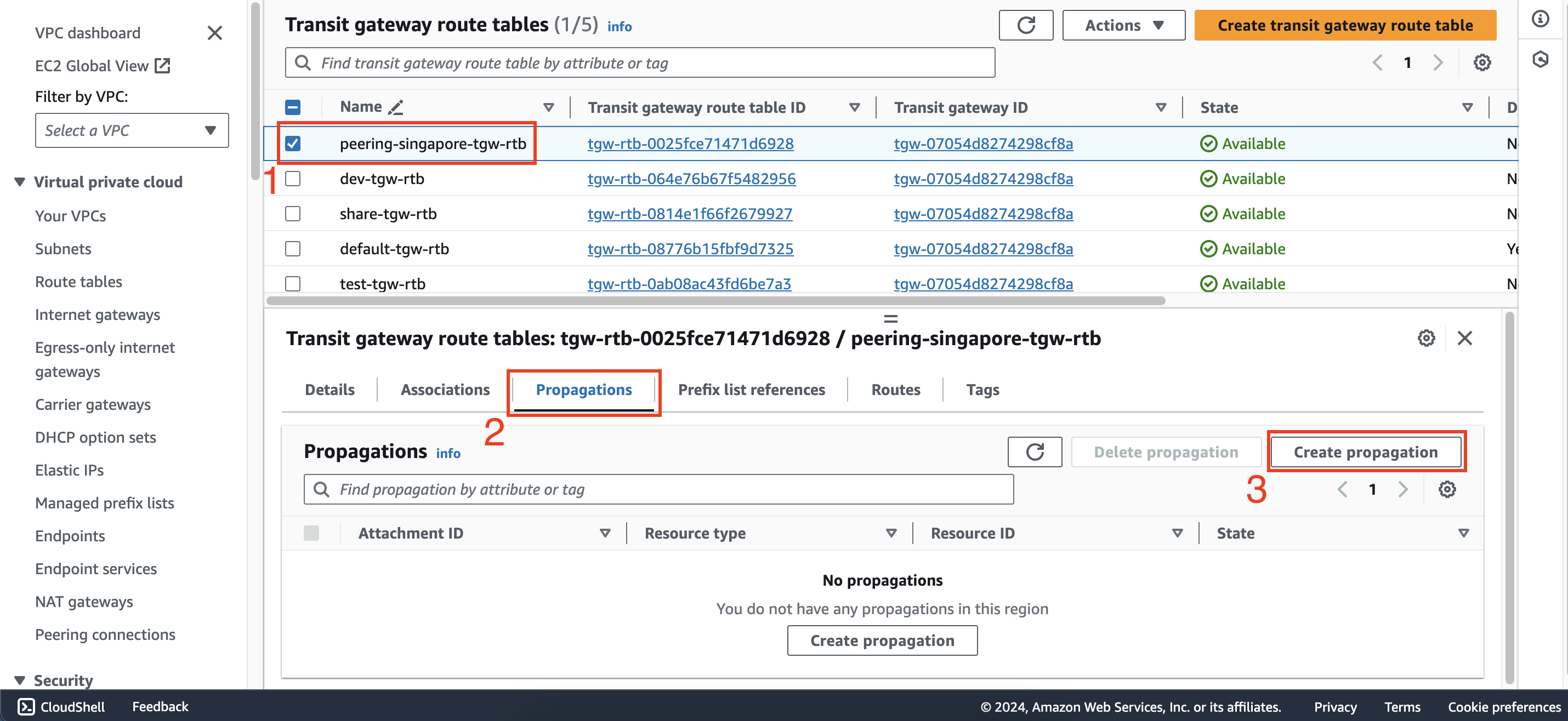 Configure route tables