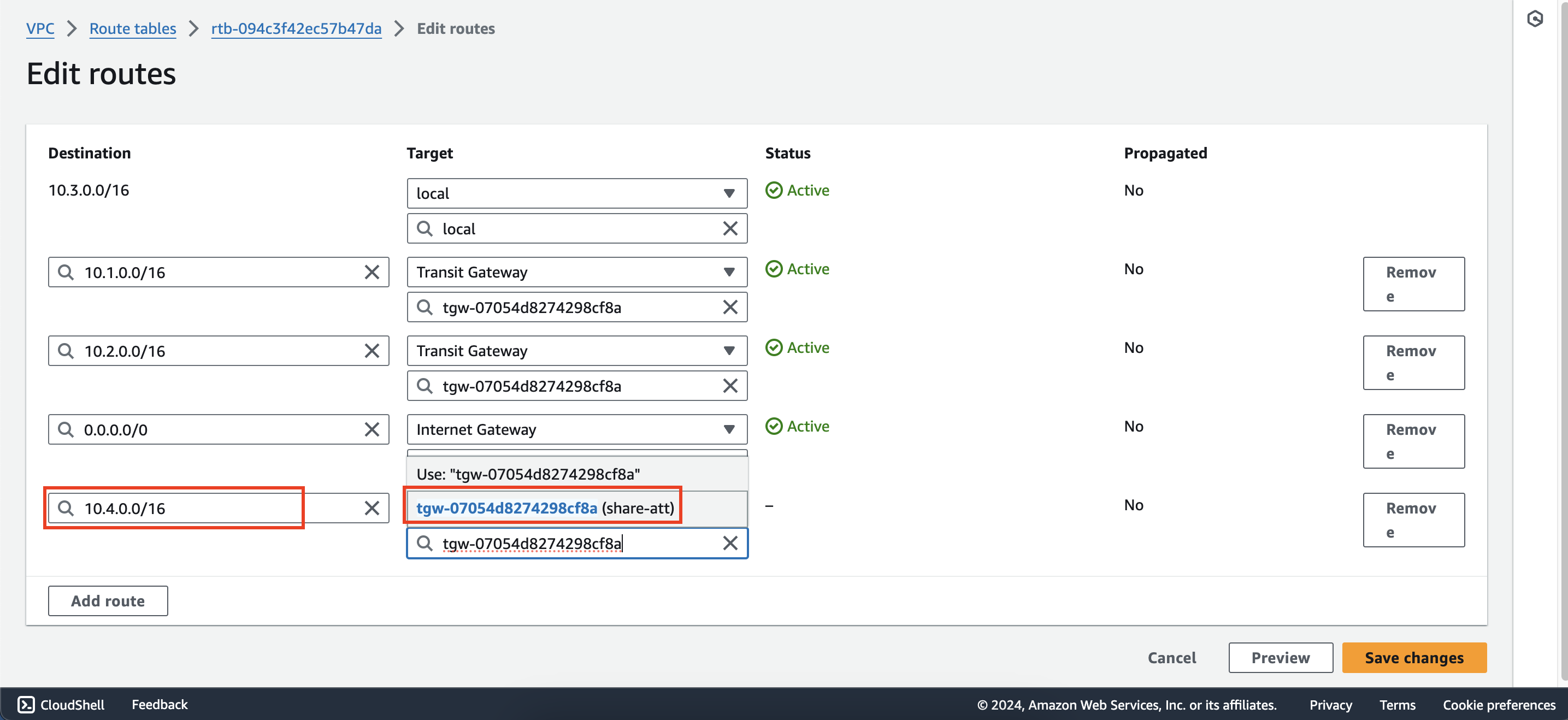 Configure route tables