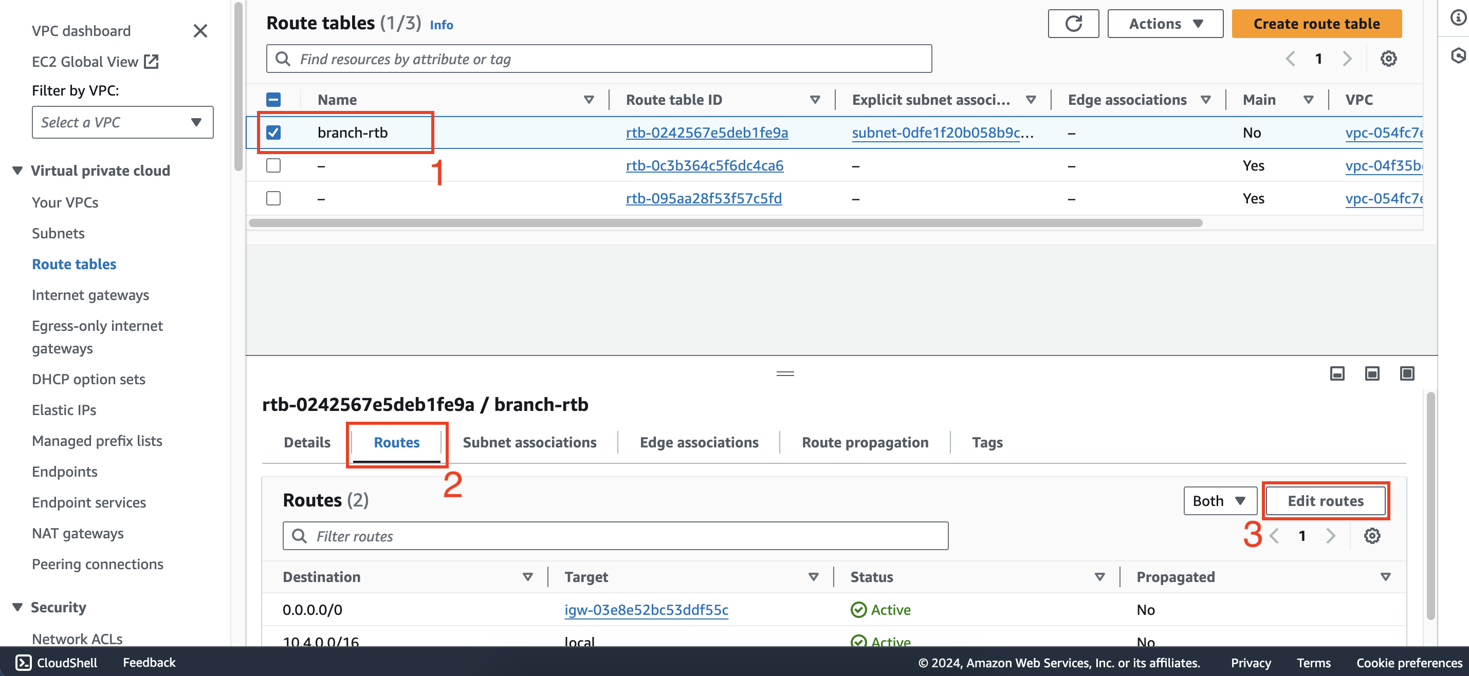 Configure route tables