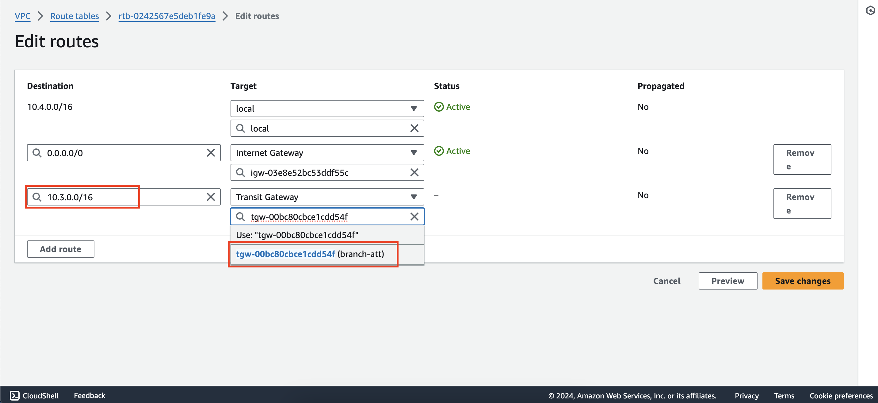 Configure route tables