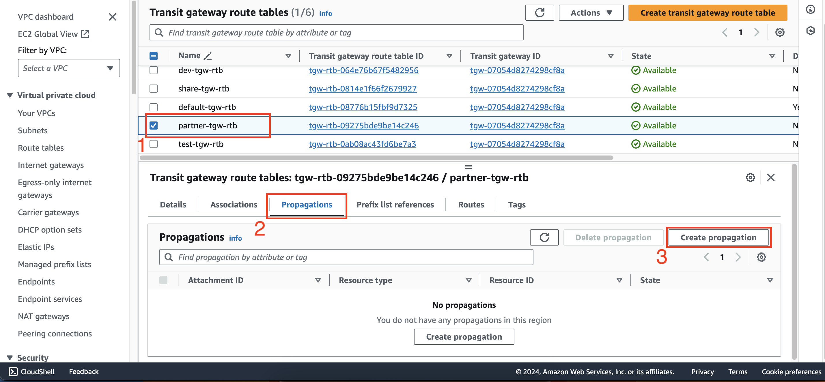 Configure route tables