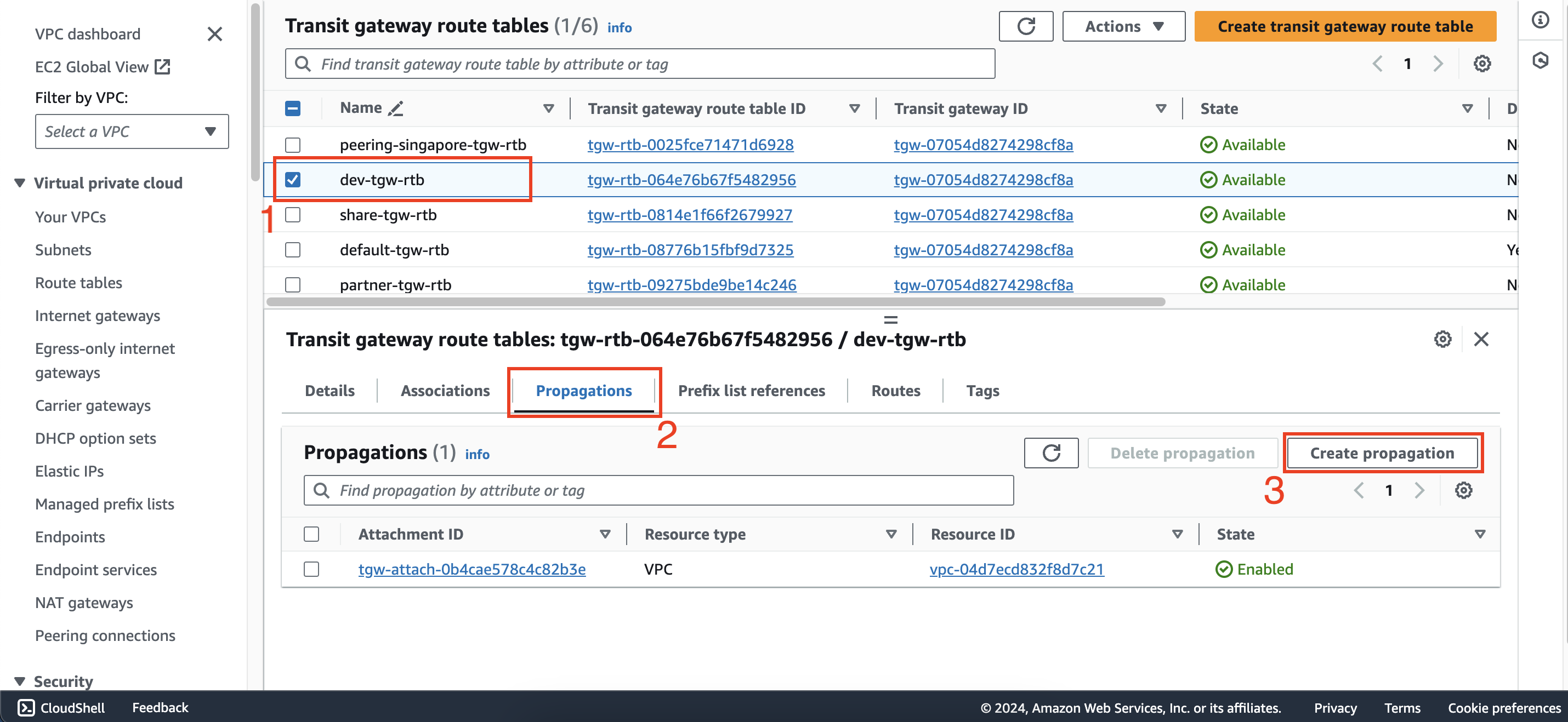 Configure route tables