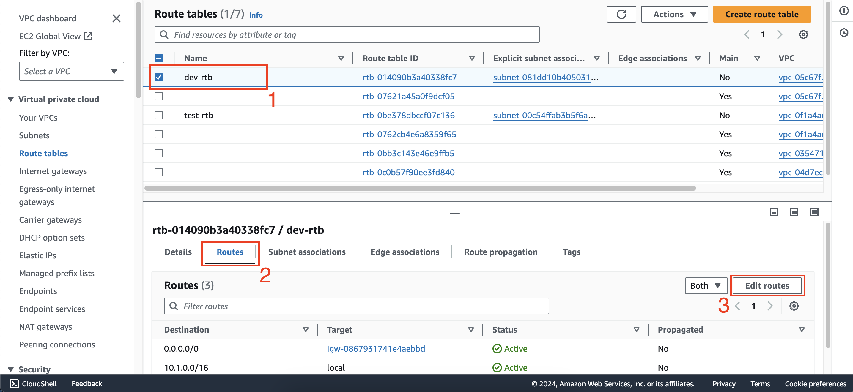 Configure route tables