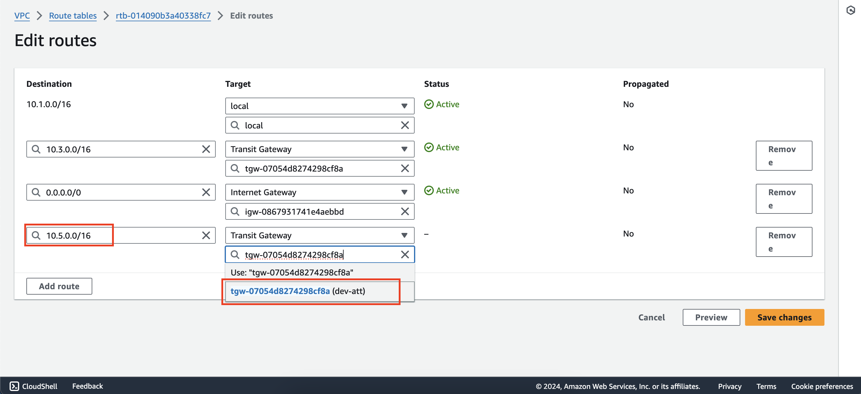 Configure route tables