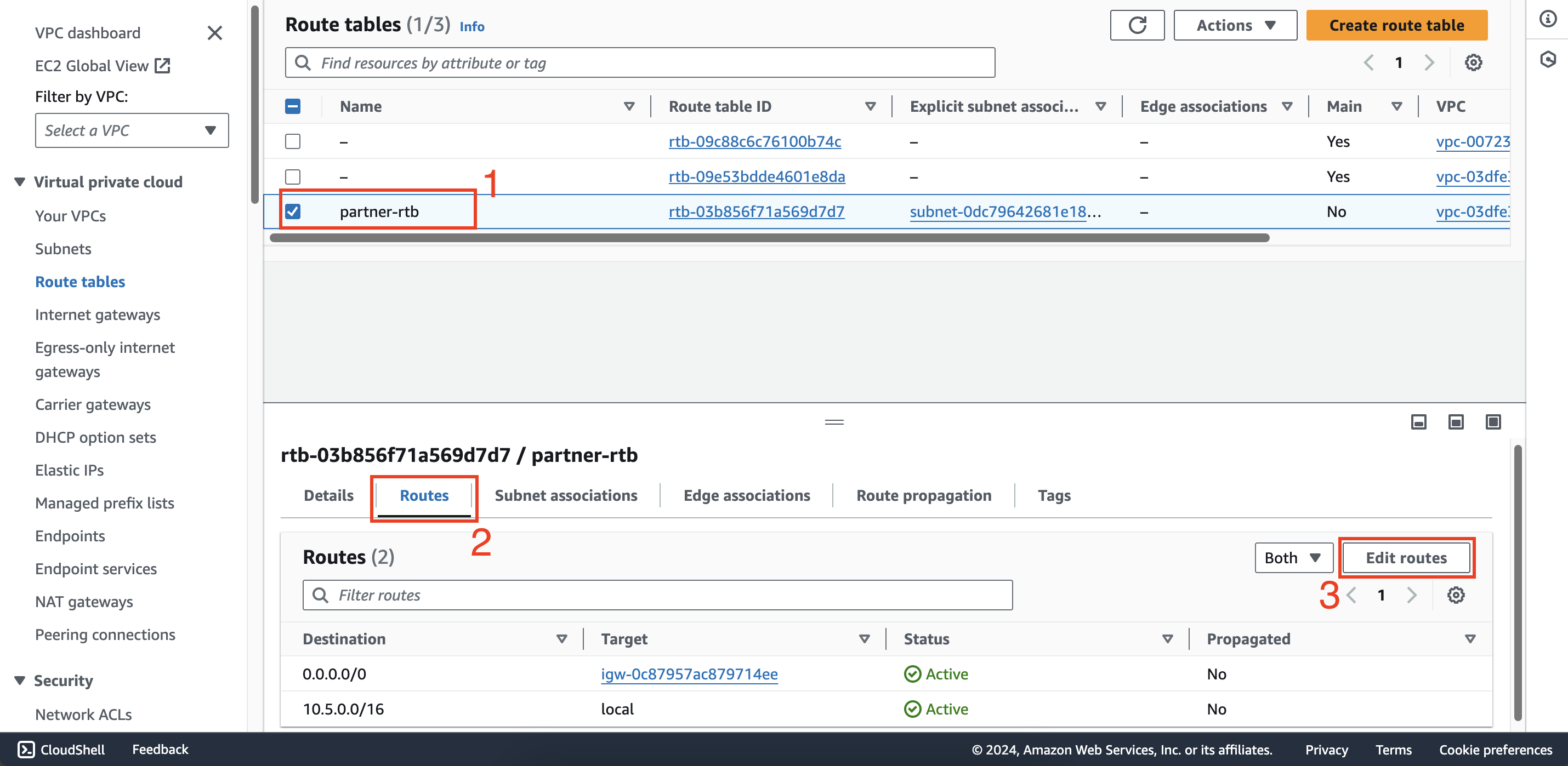 Configure route tables