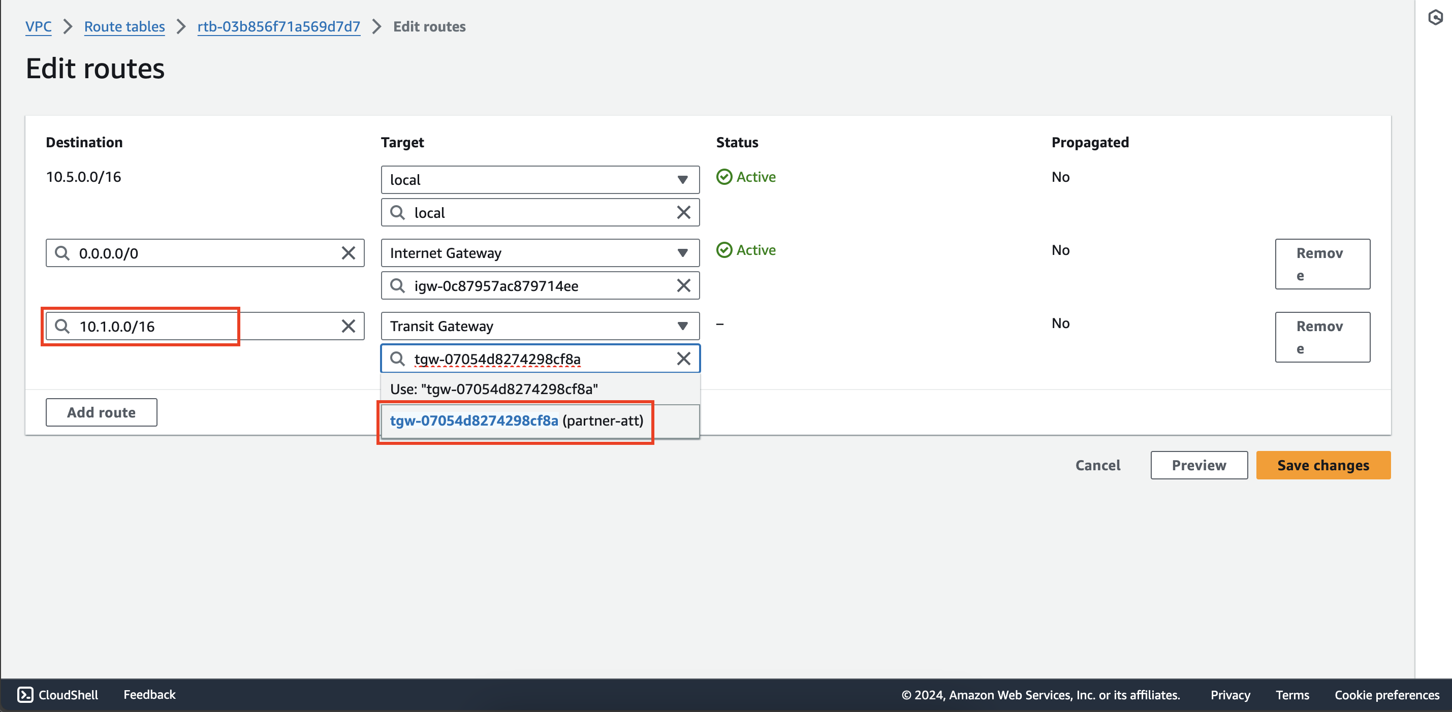 Configure route tables