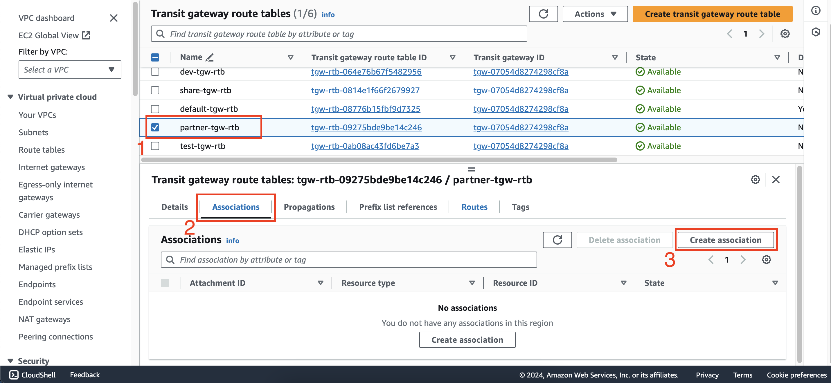 Configure route tables