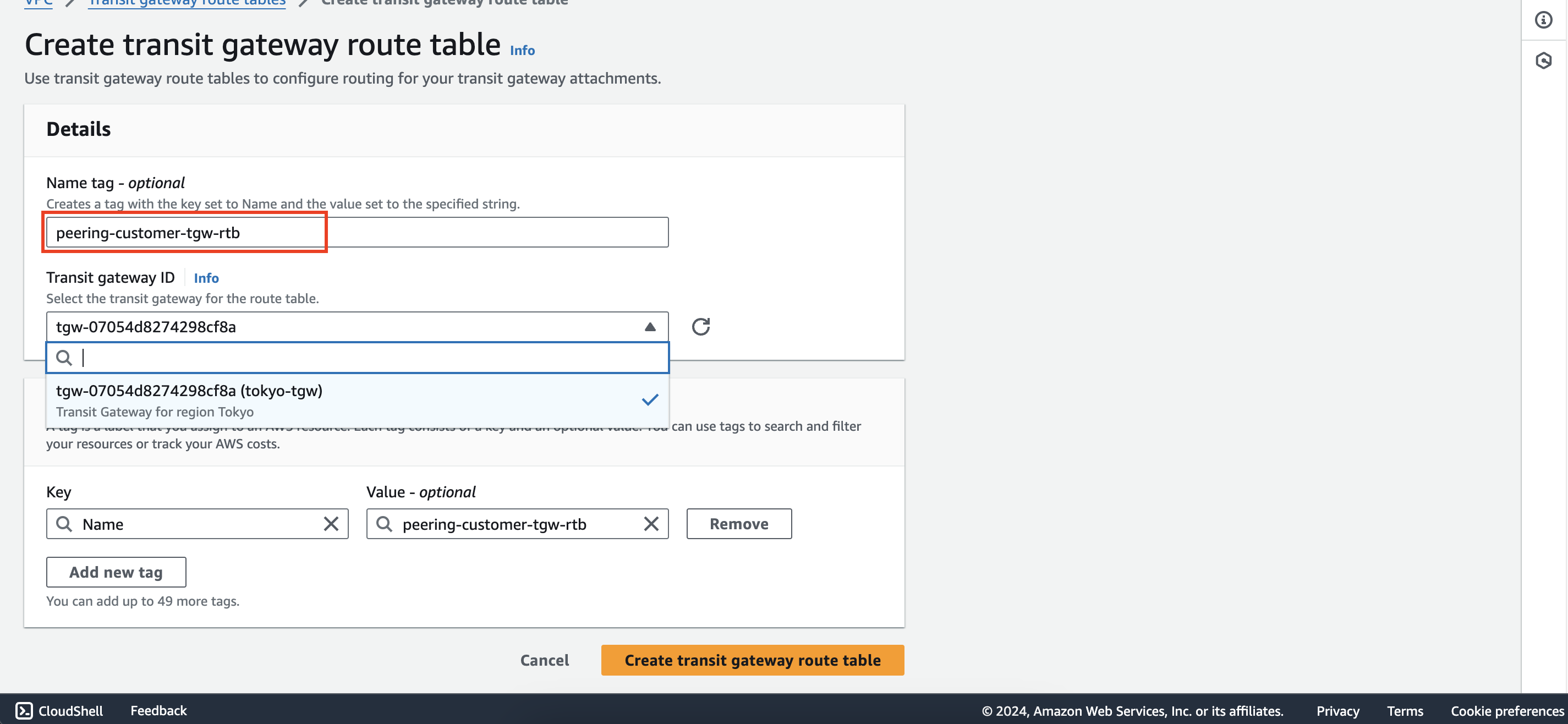 Configure route tables