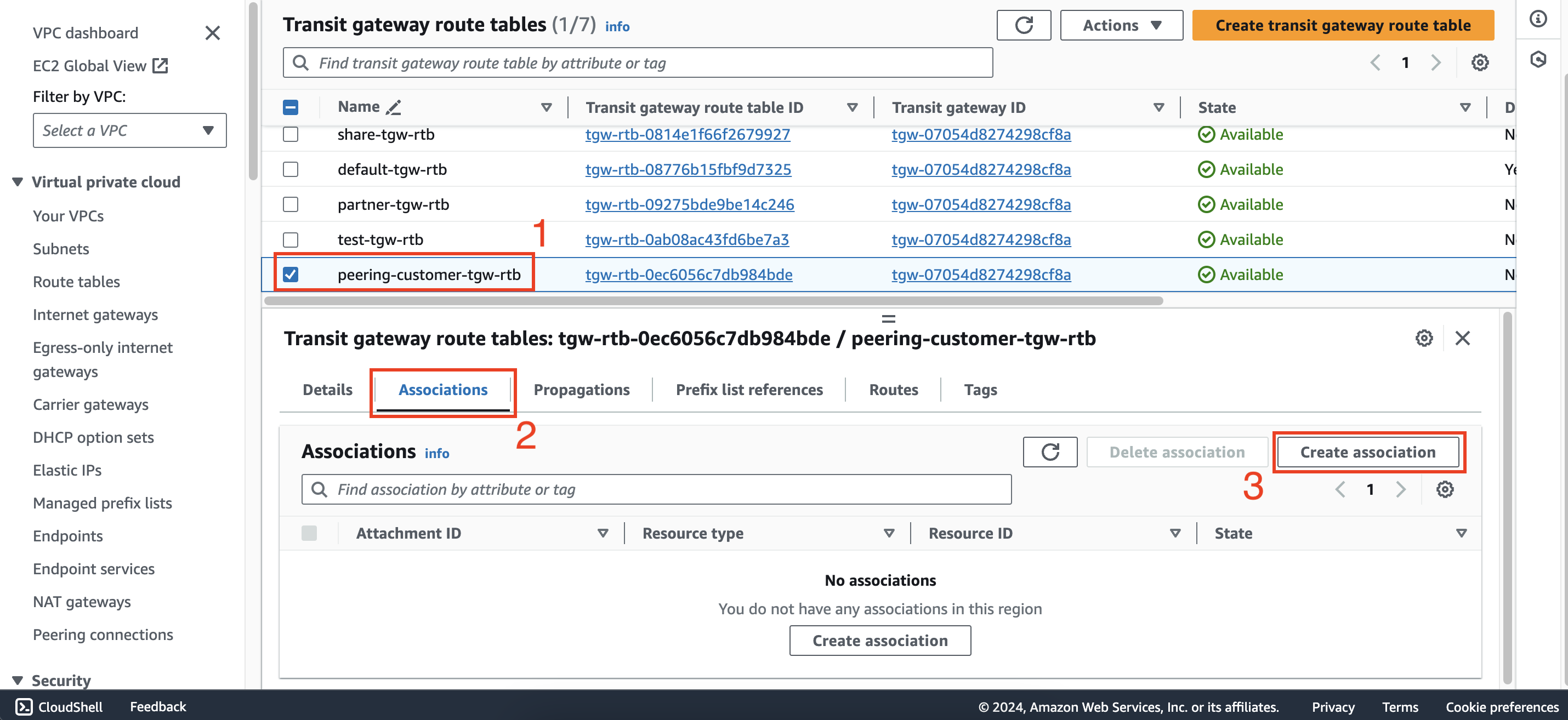 Configure route tables