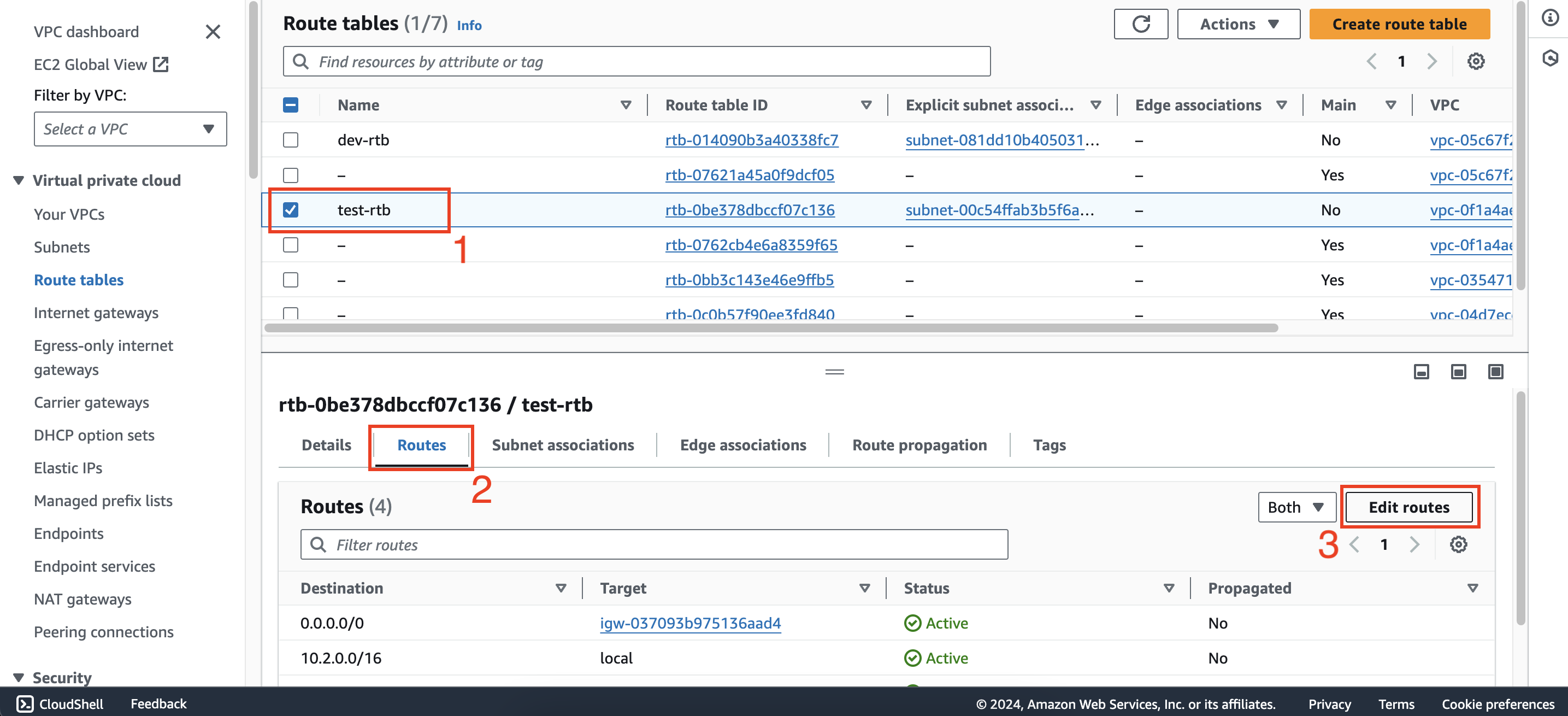 Configure route tables