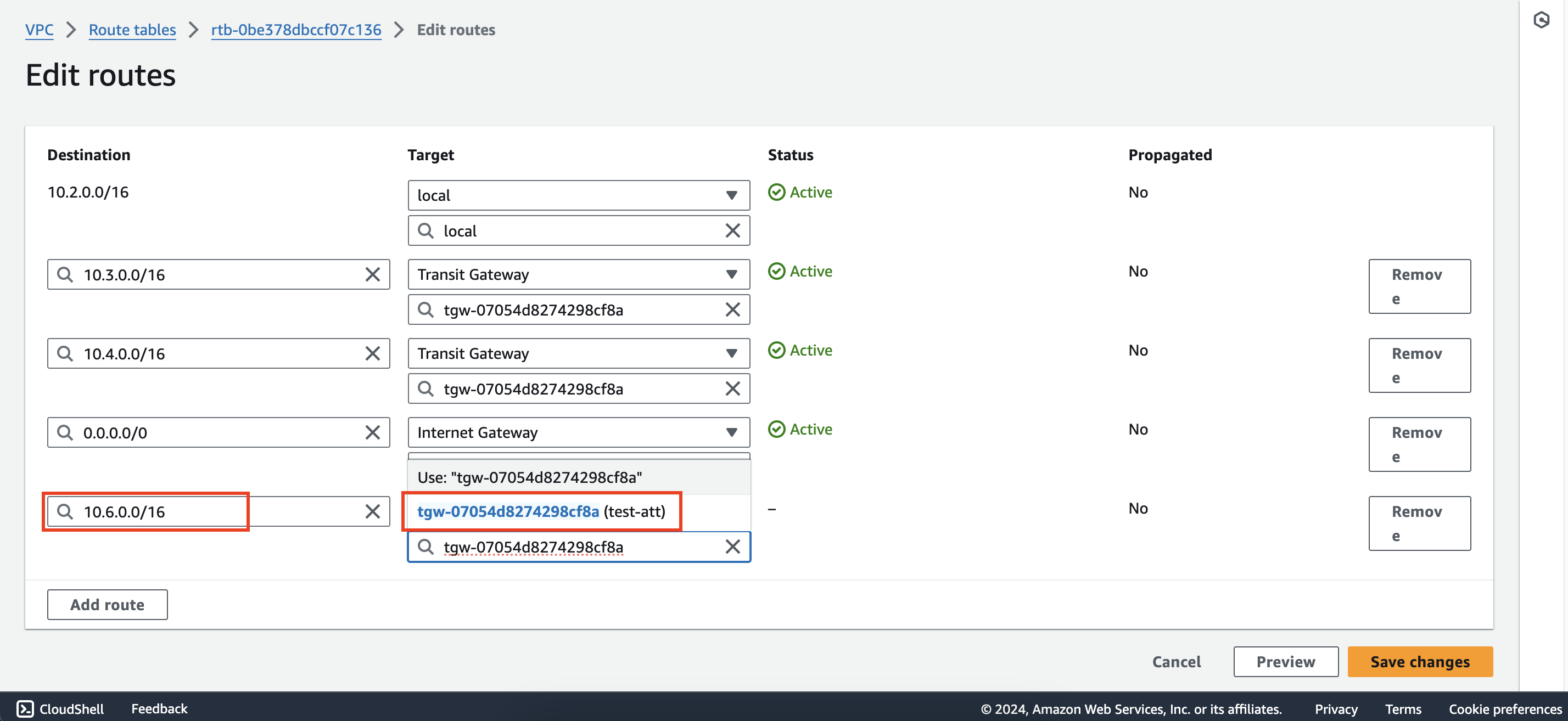 Configure route tables