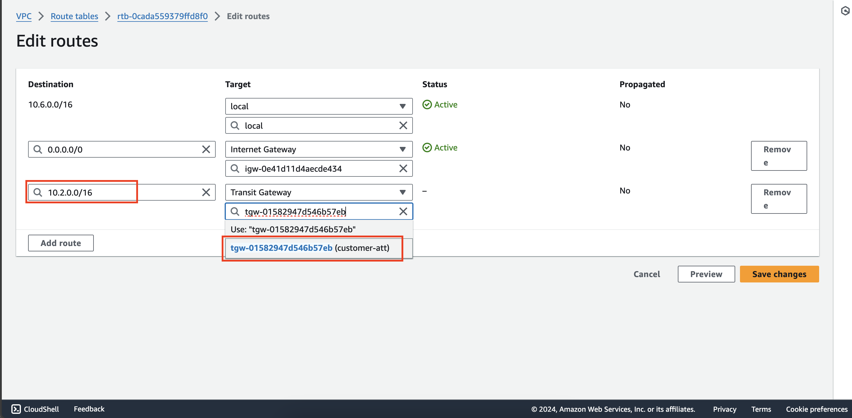 Configure route tables