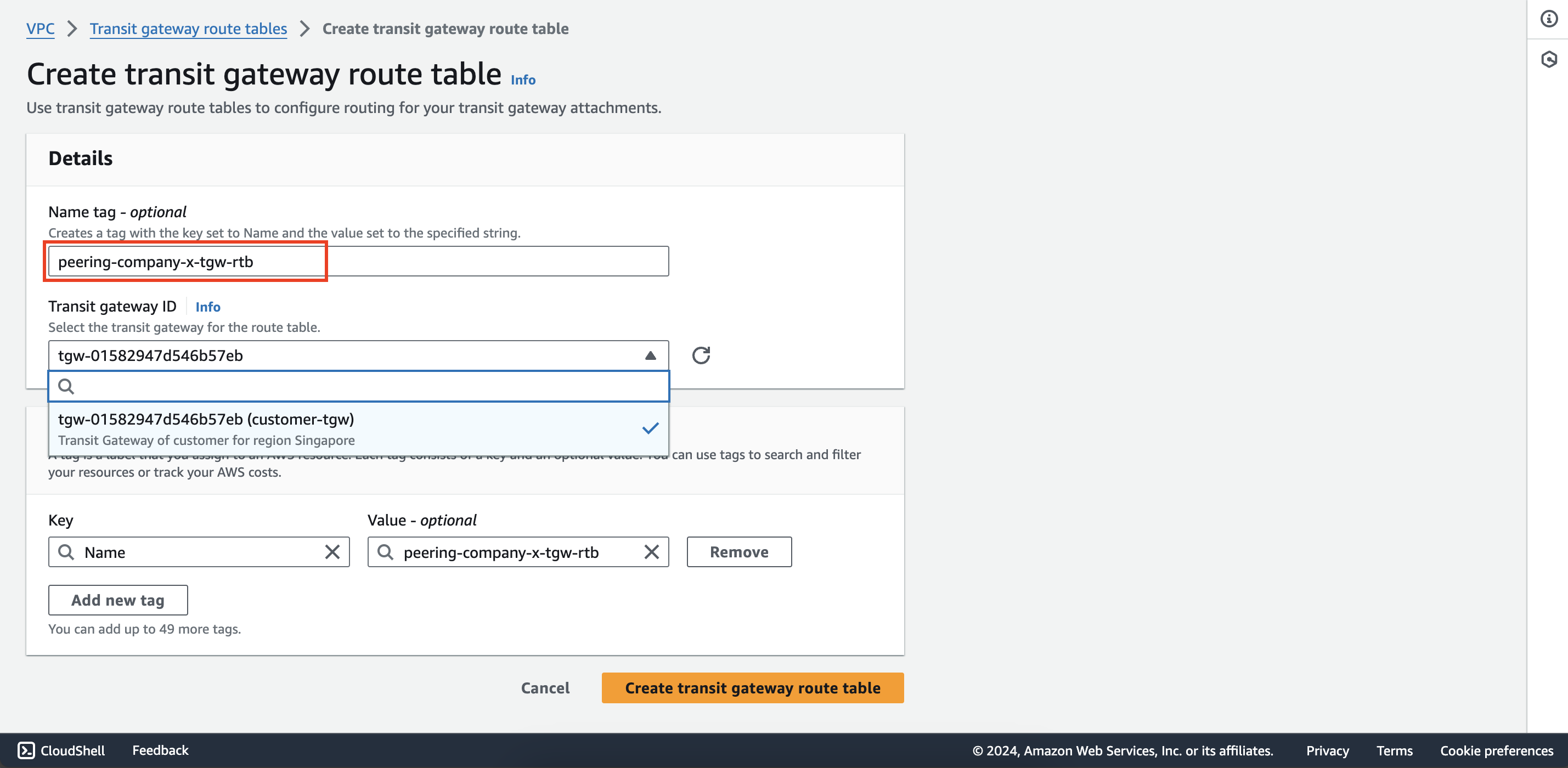 Configure route tables