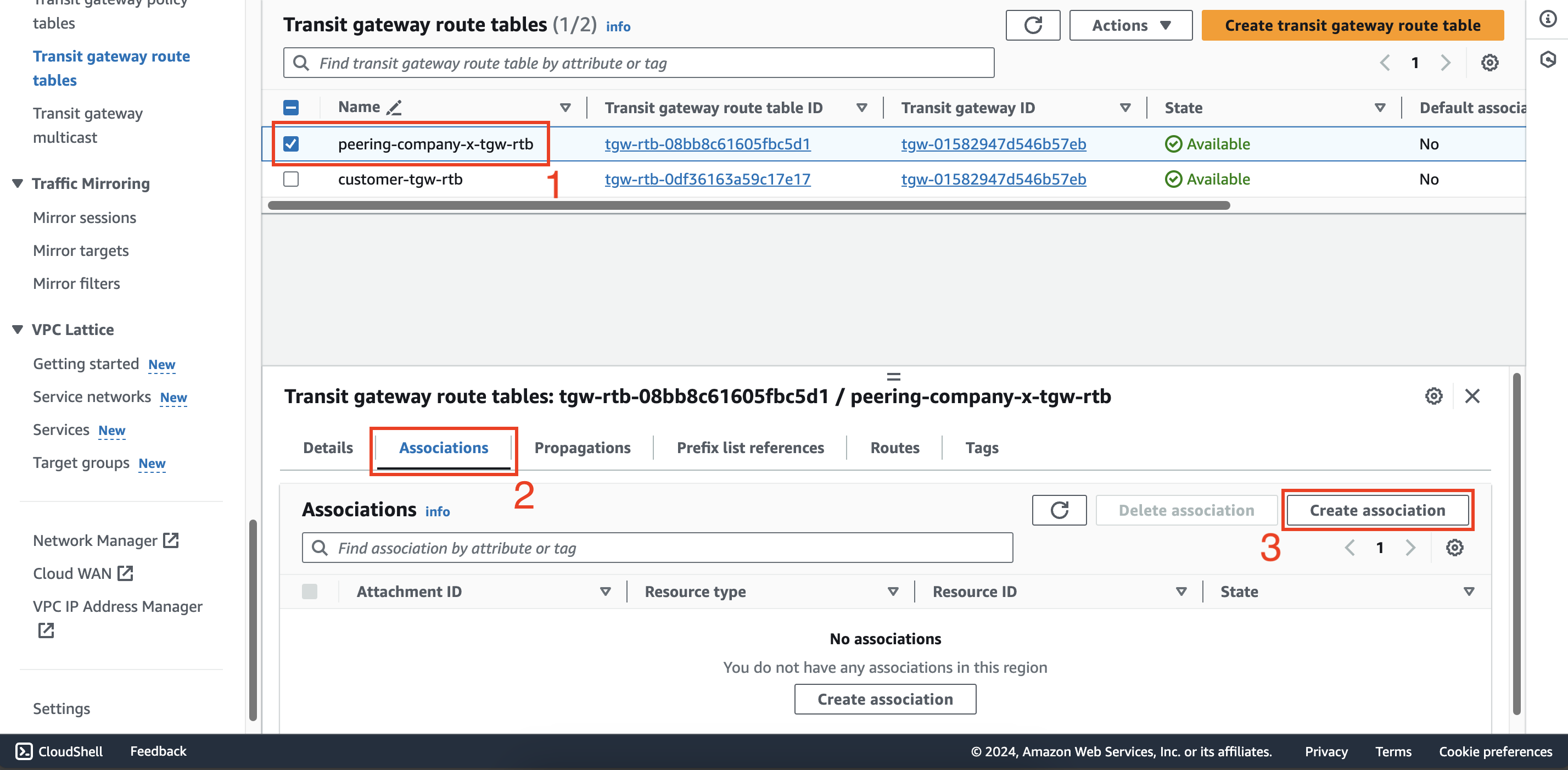 Configure route tables